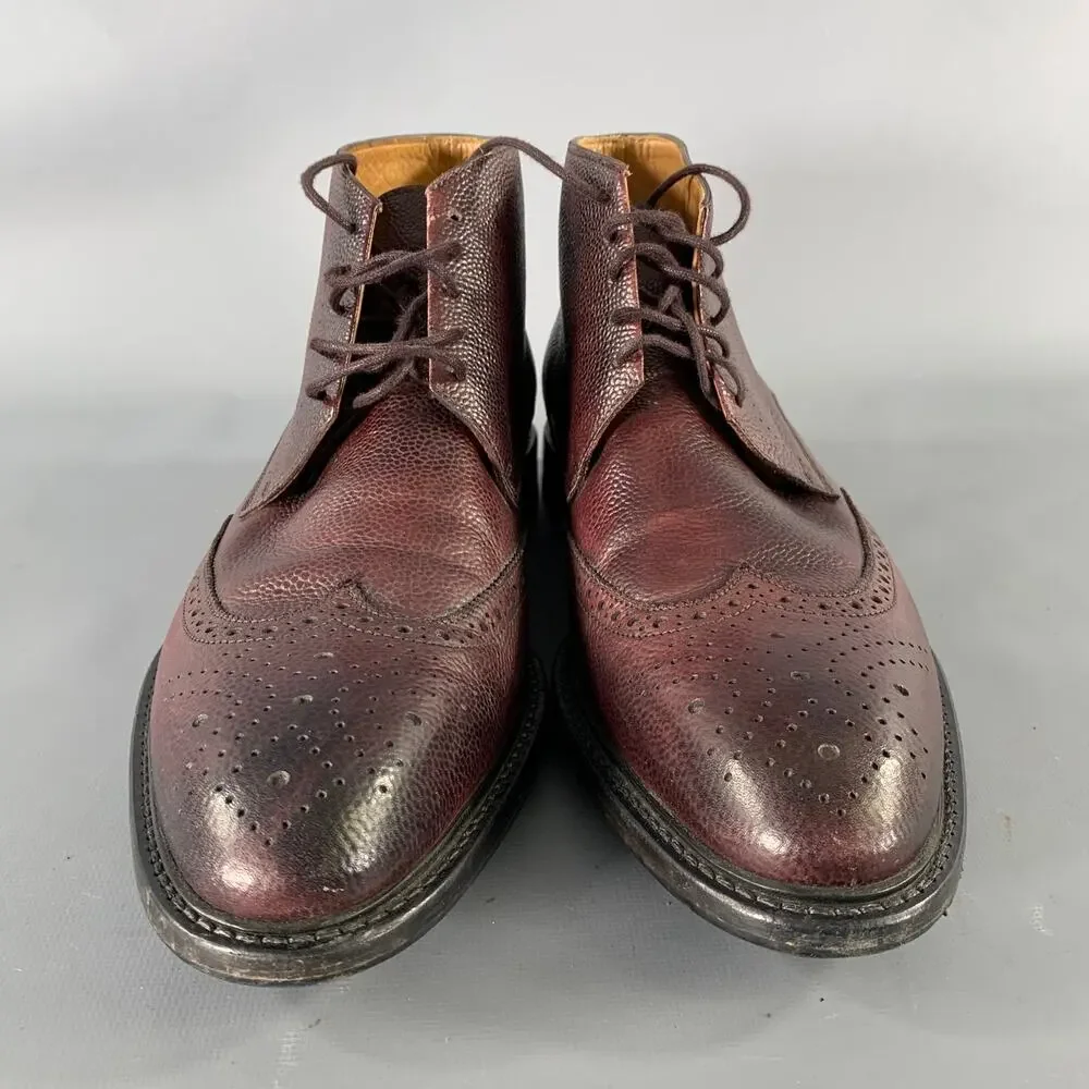GREVE Size 9 Burgundy Wingtip Leather Ankle Boots